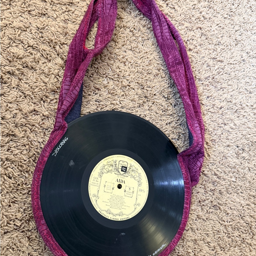 Purple Vinyl Record Shoulder Bag